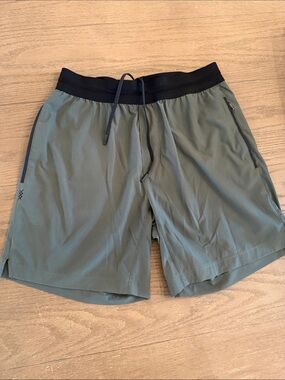 RHONE Olive Athletic Shorts with Black Waistband